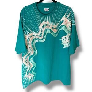 Vintage 80s Hanes Fifty-Fifty Abstract Silver Foil Graphic T Shirt Large